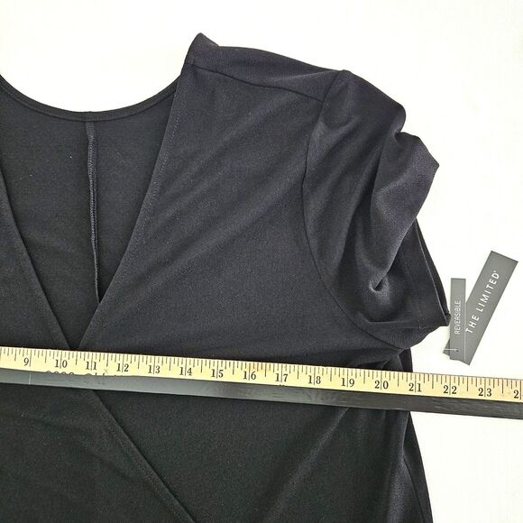 NWT THE LIMITED V-Neck Wrap Blouse Womens XL Black Stretchy Reversible Shirt $69 - Picture 4 of 9